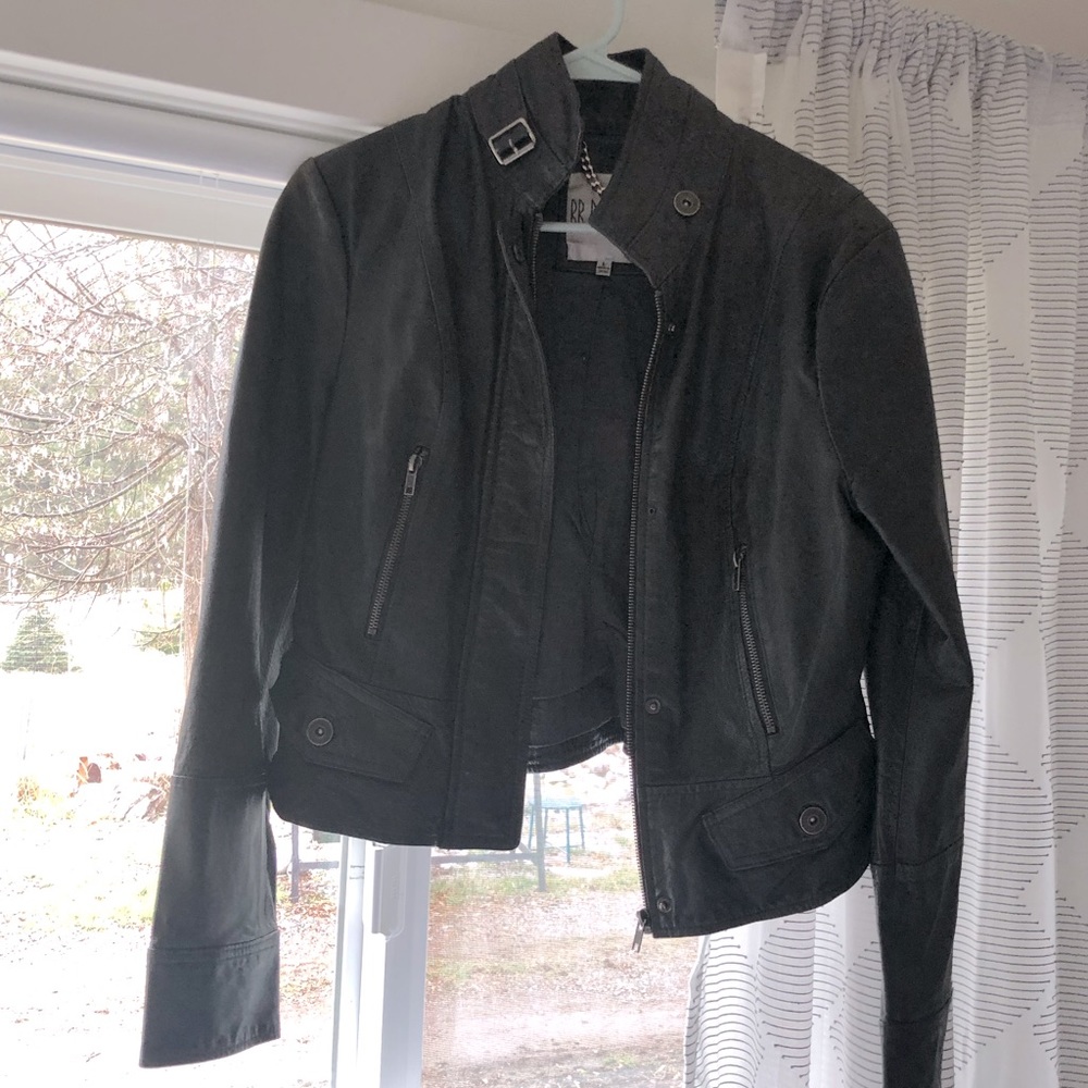 BB Dakota genuine leather black biker jacket